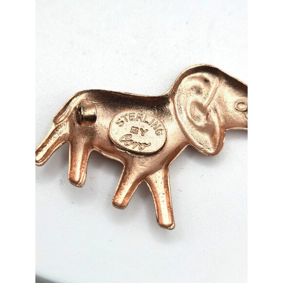 RARE 1930s Coro Duo Sterling Rose Gold Vermeil Elephant Brooches Figural Pair - Picture 4 of 6